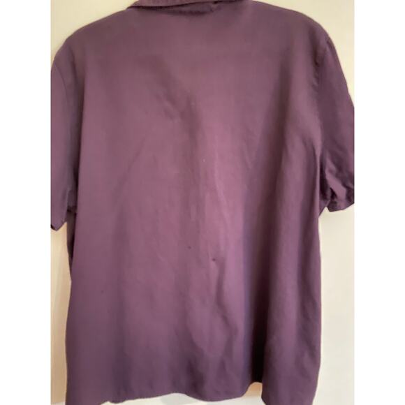 Eddie Bauer Purple Corduroy Button Up Shirt with Short Sleeves Size XL - Picture 2 of 5